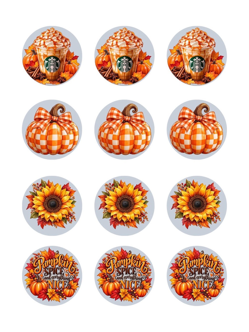 Starbucks Fall Pumpkin Spice Sticker Circles - Orange, Yellow, Brown